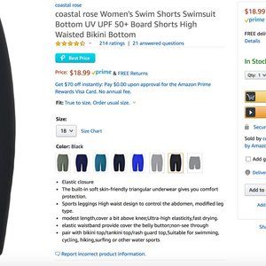 Women's Swim Shorts 4.5 star amazon rated